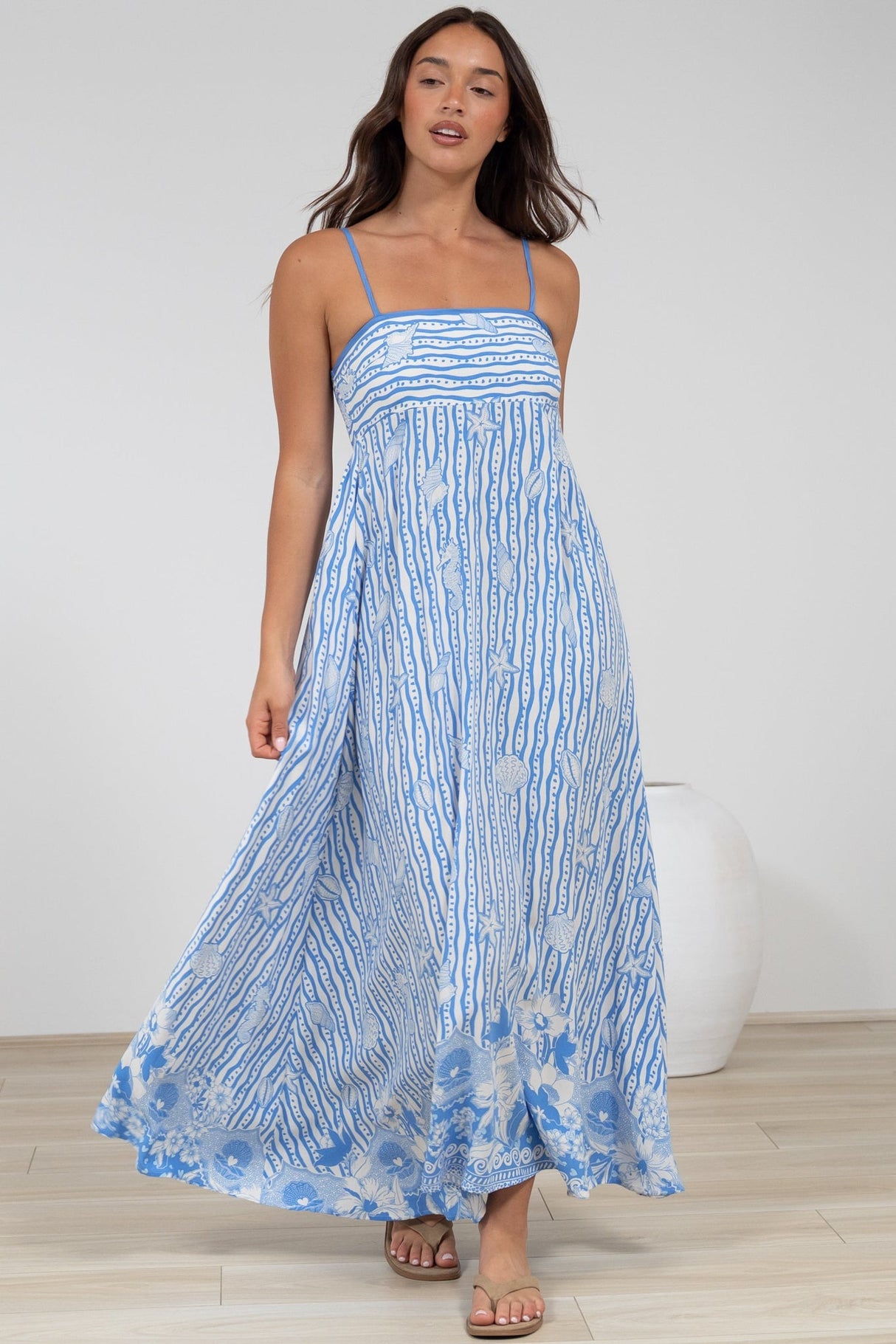 Rosa Maxi Dress - Sun Dress with Shirred Back in Ailsa Print