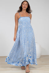 Rosa Maxi Dress - Sun Dress with Shirred Back in Ailsa Print