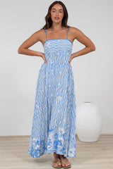 Rosa Maxi Dress - Sun Dress with Shirred Back in Ailsa Print