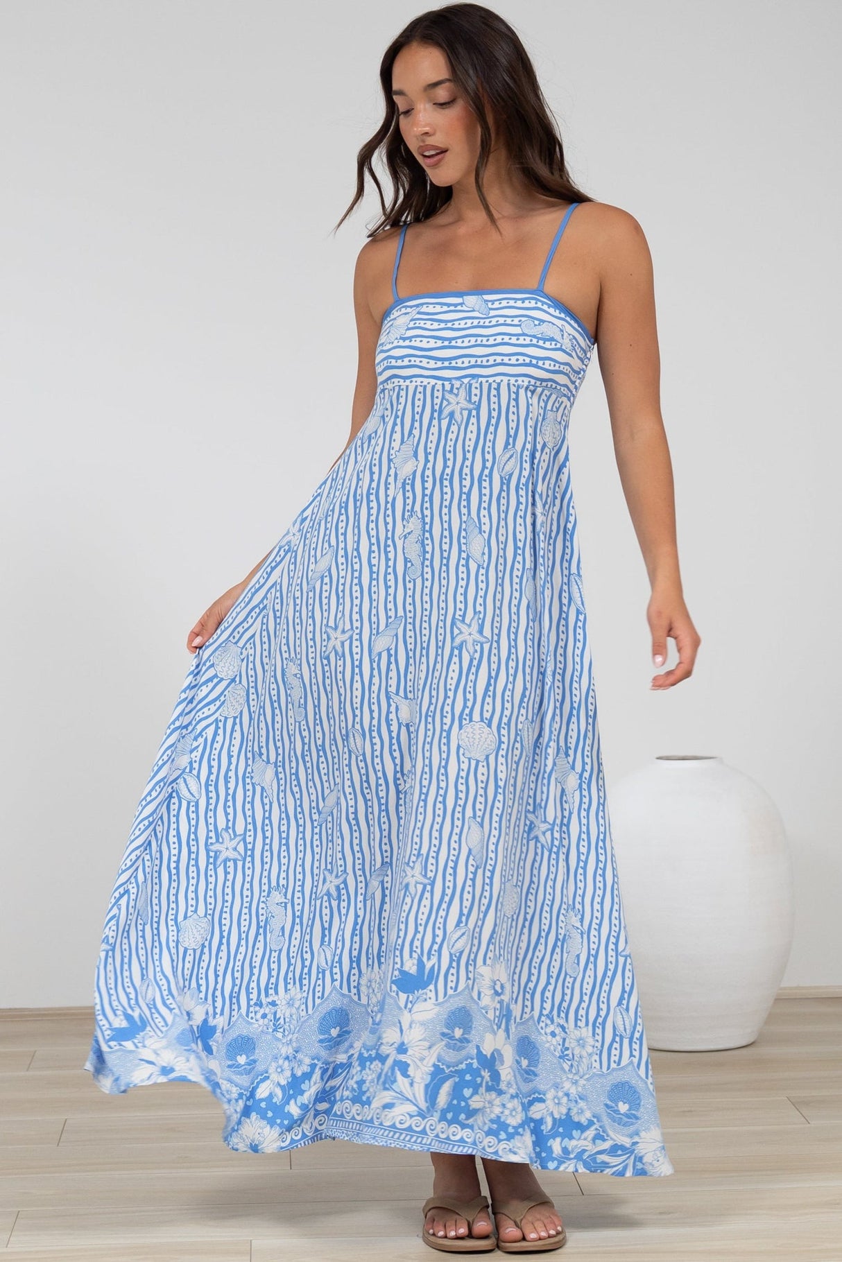 Rosa Maxi Dress - Sun Dress with Shirred Back in Ailsa Print