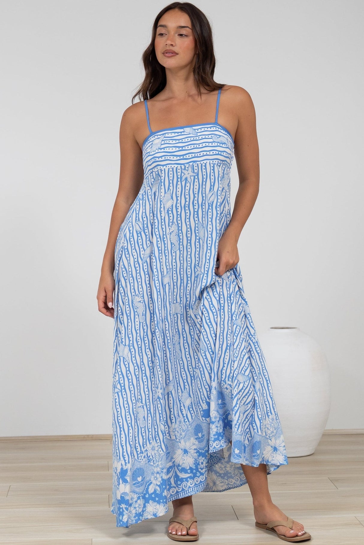 Rosa Maxi Dress - Sun Dress with Shirred Back in Ailsa Print