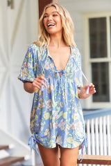 Roses Playsuit - Blue Dusk Print