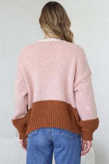 Rosie Cardigan - Cropped Colour Block Cardigan in Coco Blush