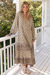 JAASE - Rowie Maxi Dress: Button Down Oversized Dress with Long Sleeves in Louella Print