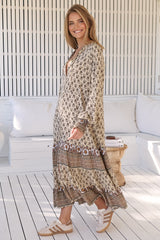 JAASE - Rowie Maxi Dress: Button Down Oversized Dress with Long Sleeves in Louella Print