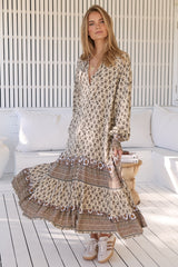 JAASE - Rowie Maxi Dress: Button Down Oversized Dress with Long Sleeves in Louella Print