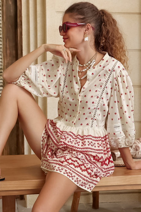 Ruby Shorts - High Elasticated Waist Shorts in Fay Print