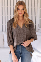 JAASE - Rue Top: Pull Over Top with Neck Tie in Winslet Print