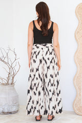 Rueben Pants - High Waisted Lined Wide Leg Pants with Pockets in Whisper Print