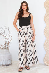 Rueben Pants - High Waisted Lined Wide Leg Pants with Pockets in Whisper Print