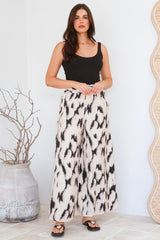 Rueben Pants - High Waisted Lined Wide Leg Pants with Pockets in Whisper Print
