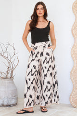 Rueben Pants - High Waisted Lined Wide Leg Pants with Pockets in Whisper Print