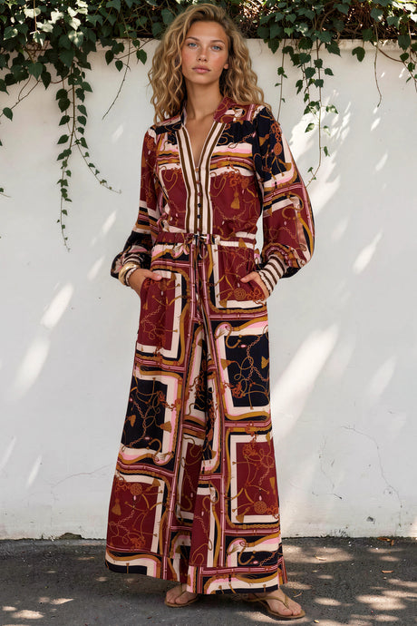 Model wearing Rune Pants in Celia Print from Salty Crush