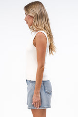 Ryder Top - V Neck Sleeveless Tank Top in White