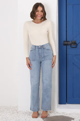 Sadie High Waist Wide Leg Jeans in Light Wash Denim