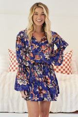 JAASE - Saint Mini Dress: Yoke Neckline Long Sleeve Dress in Santiago Print