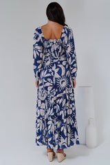 Salome Maxi Dress - On or Off Shoulder A Line Dress with Elasticated Bodice in Moonshadow Print