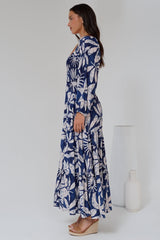 Salome Maxi Dress - On or Off Shoulder A Line Dress with Elasticated Bodice in Moonshadow Print