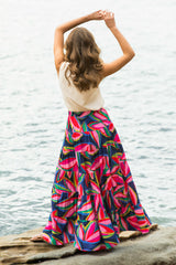 Samaira Maxi Skirt - High Waisted Skirt in Zinnia Print