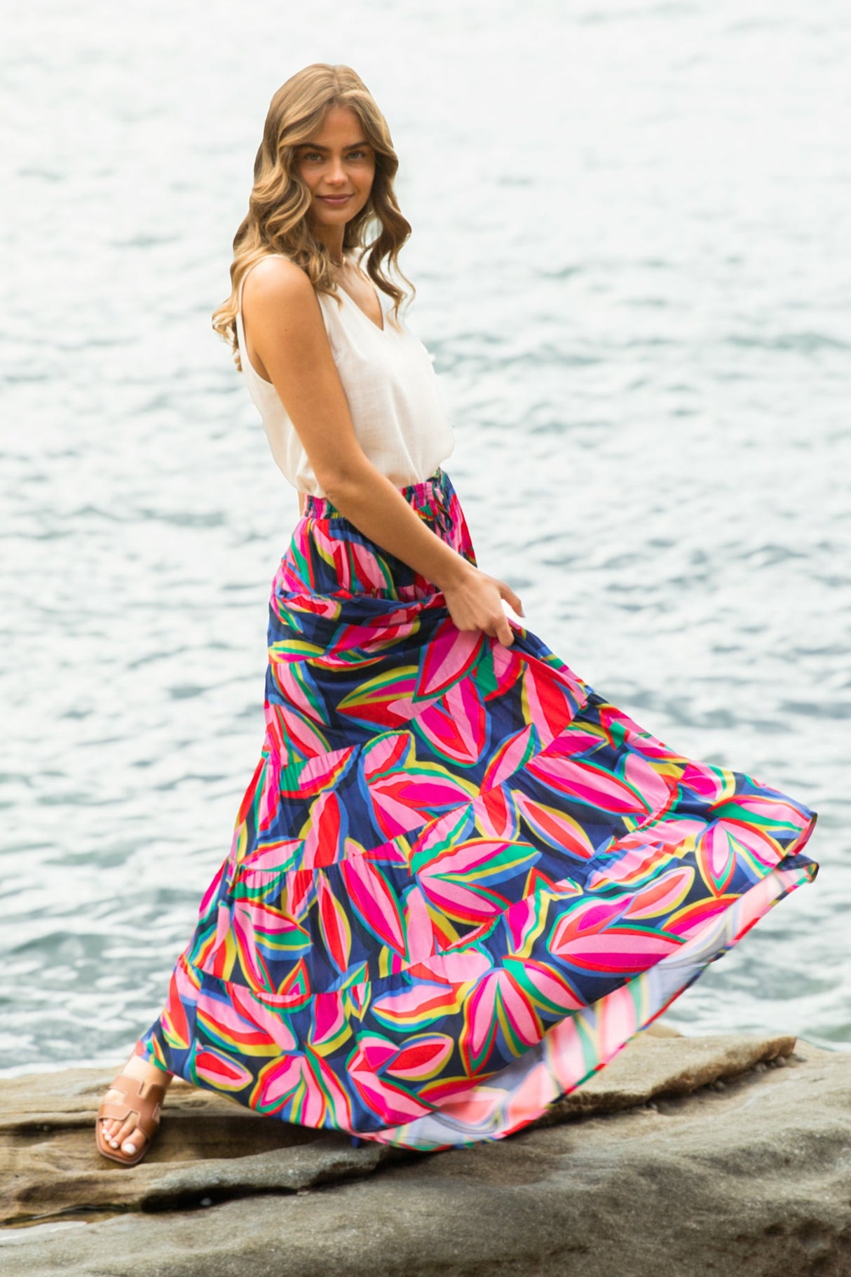 Samaira Maxi Skirt - High Waisted Skirt in Zinnia Print