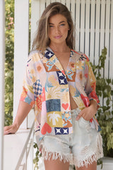 JAASE - Samara Shirt: Oversized Button Down Top in Daisy Days Print