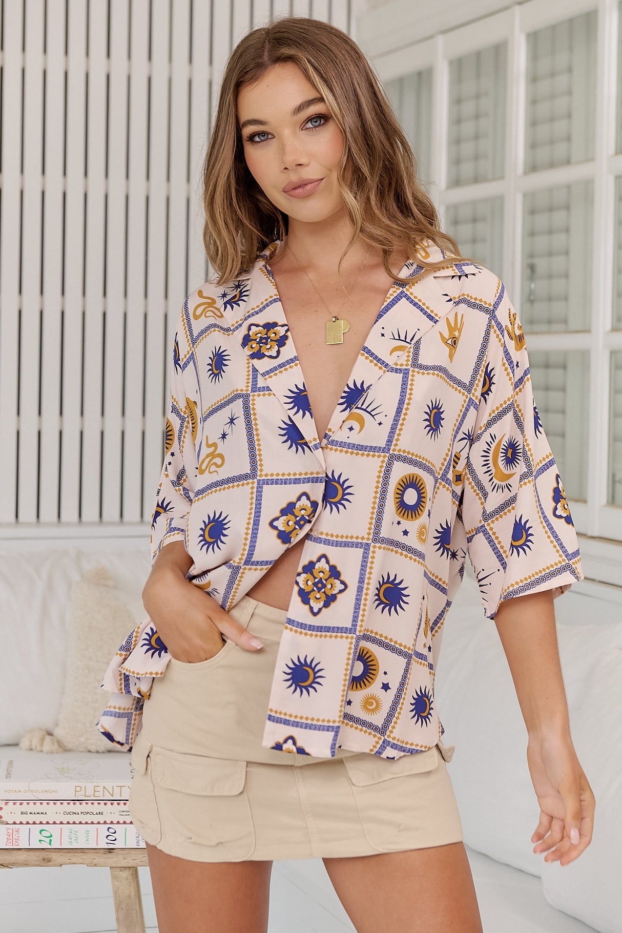 JAASE - Samara Shirt: Oversized Button Down Top in Oracle Print