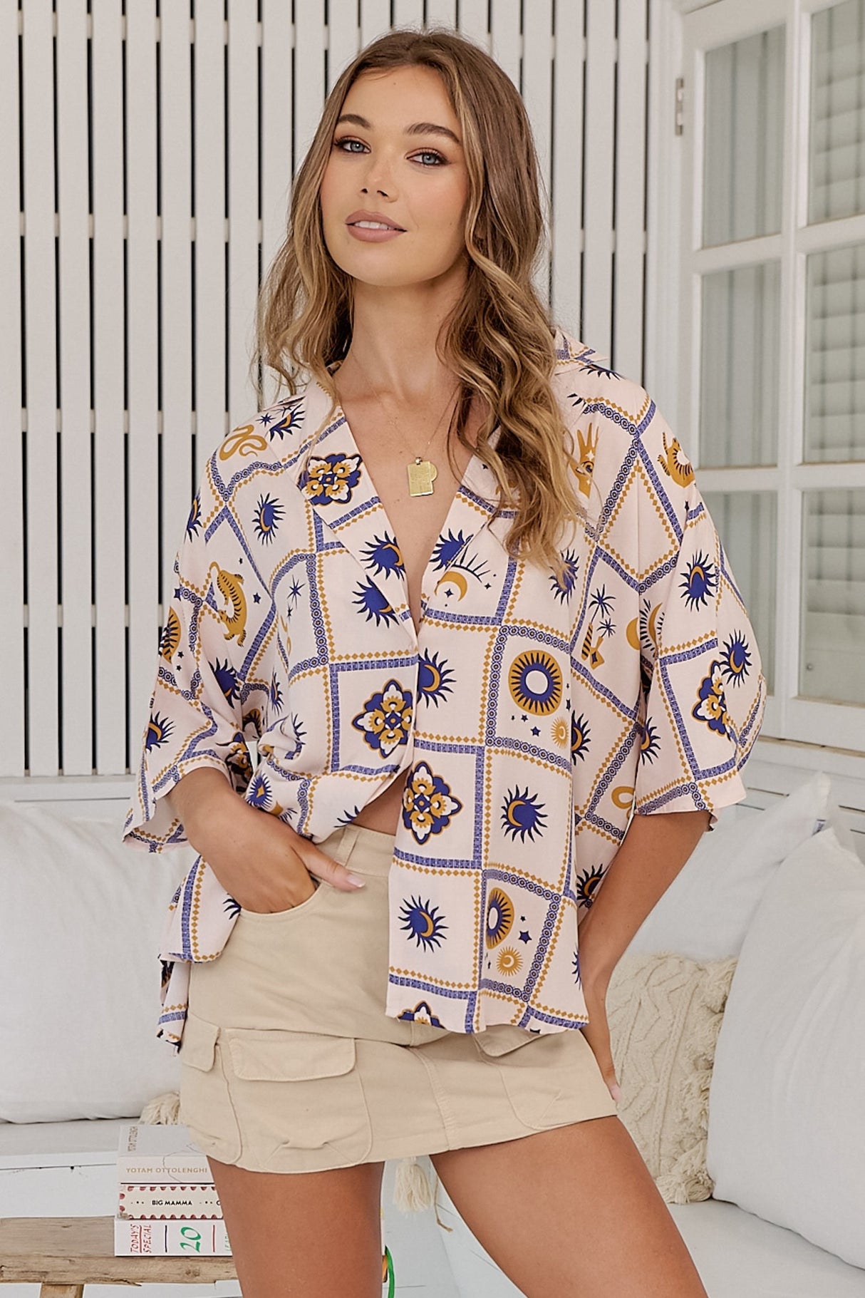 JAASE - Samara Shirt: Oversized Button Down Top in Oracle Print