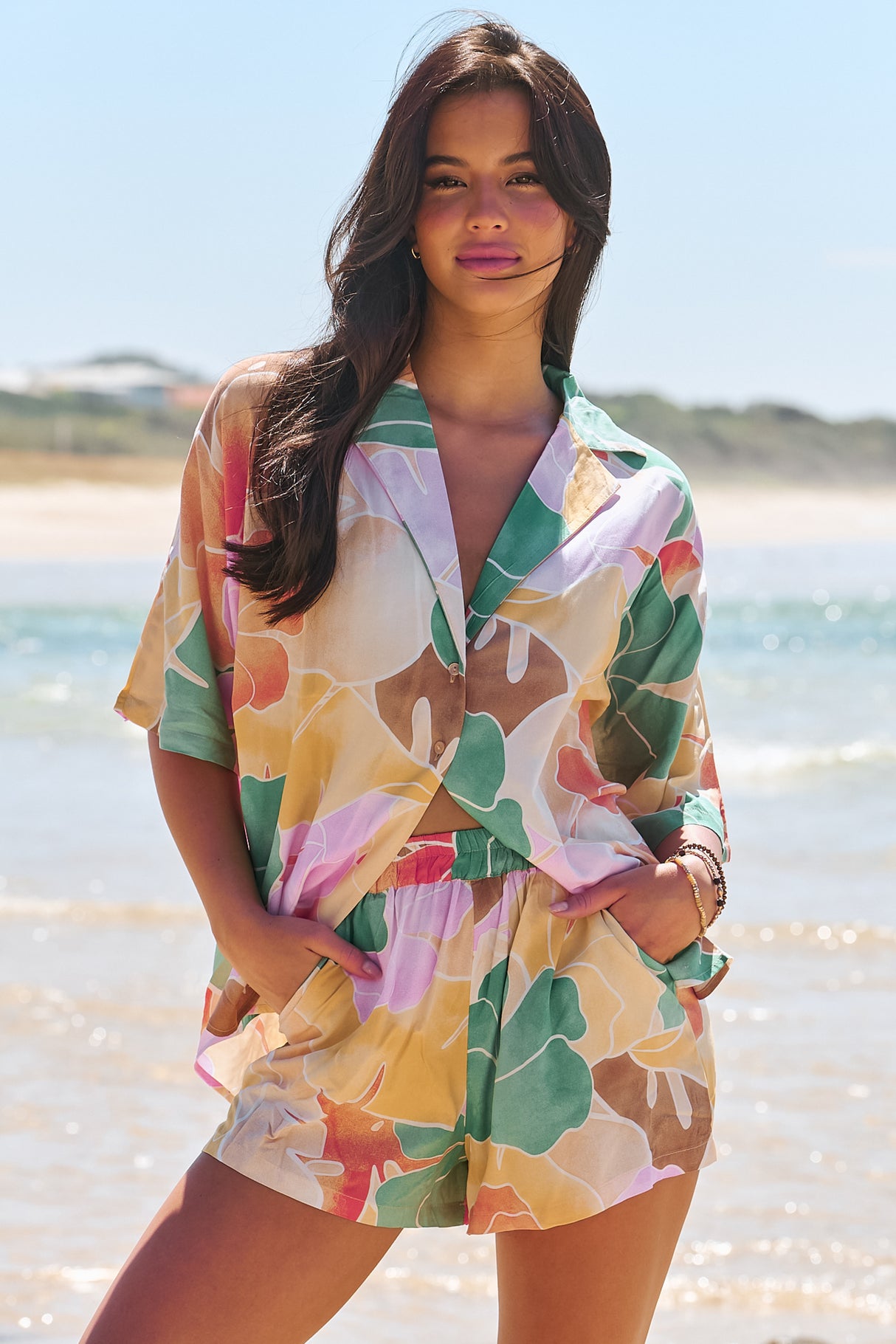 JAASE - Samara Shirt: Oversized Button Down Top in Tallulah Print