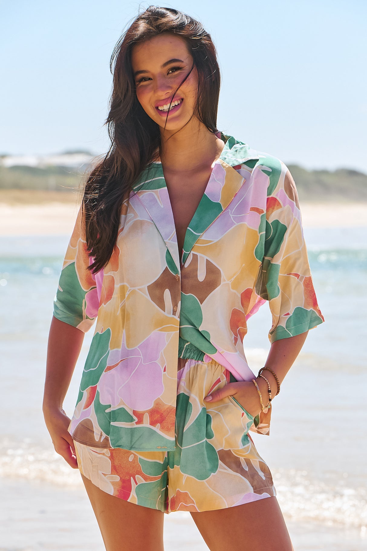 JAASE - Samara Shirt: Oversized Button Down Top in Tallulah Print