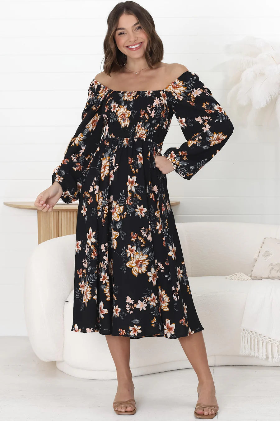 Samera Midi Dress - On or Off Shoulder A Line Dress