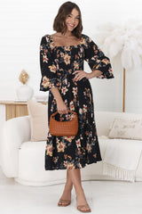 Samera Midi Dress - On or Off Shoulder A Line Dress