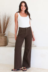 Samieka Jeans - Highwaisted Wide Leg Jean in Chocolate