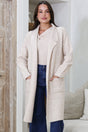 Model wearing Samson Cardigan in Oatmeal from Salty Crush