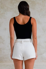 Sandy Shorts - High Waisted with Side Pockets in White
