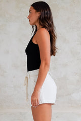 Sandy Shorts - High Waisted with Side Pockets in White