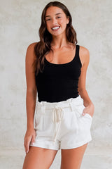 Sandy Shorts - High Waisted with Side Pockets in White
