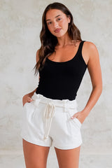 Sandy Shorts - High Waisted with Side Pockets in White