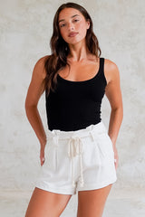 Sandy Shorts - High Waisted with Side Pockets in White