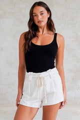 Sandy Shorts - High Waisted with Side Pockets in White