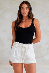 Sandy Shorts - High Waisted with Side Pockets in White