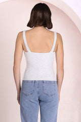 Santie Singlet - V Neckline Double Layered Singlet in Grey