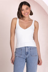 Santie Singlet - V Neckline Double Layered Singlet in White