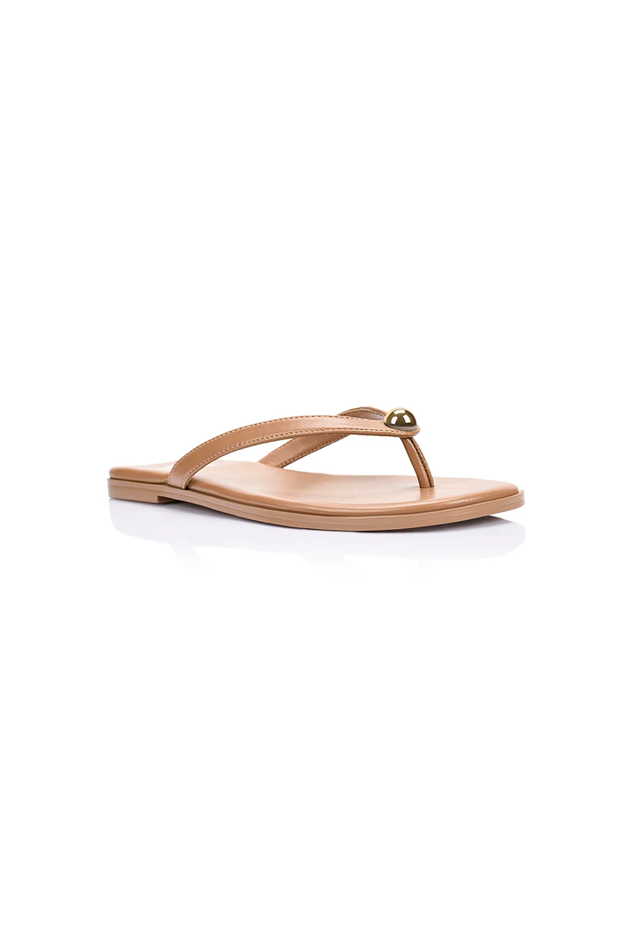 Sassy Casual Thongs - Dark Camel