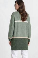 Model wearing Saylor Cardigan in Green from Salty Crush