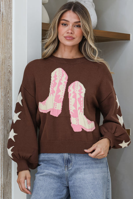 Model wearing Scoot Jumper in Chocolate  from Salty Crush