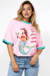 Senorita Margarita Tee - Crew Neck Oversized Graphic Tee in Pink