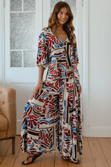 JAASE - Serge Pants: High Waisted Wide Leg Pants in Artisan Print