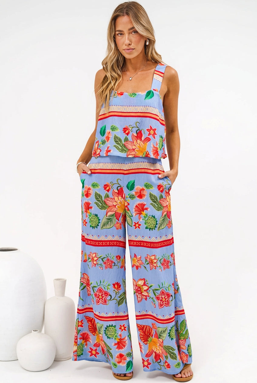 True Jumpsuit - Square Neckline Overall Jumpsuit in Leonora Print
