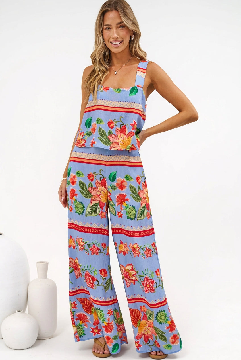 True Jumpsuit - Square Neckline Overall Jumpsuit in Leonora Print