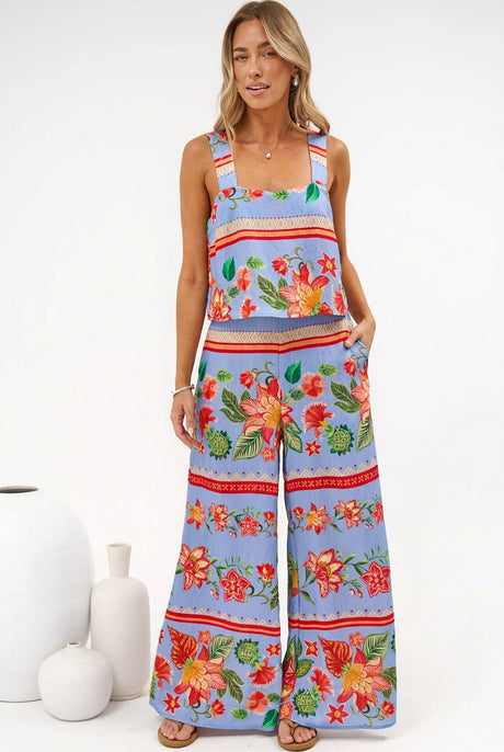 True Jumpsuit - Square Neckline Overall Jumpsuit in Leonora Print